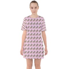 Fern Pattern 2 Pink Sixties Short Sleeve Mini Dress by snowwhitegirl