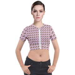 Fern Pattern 2 Pink Short Sleeve Cropped Jacket by snowwhitegirl