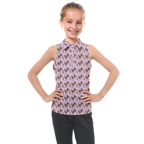 Fern Pattern 2 Pink Kids  Sleeveless Polo T-shirt by snowwhitegirl