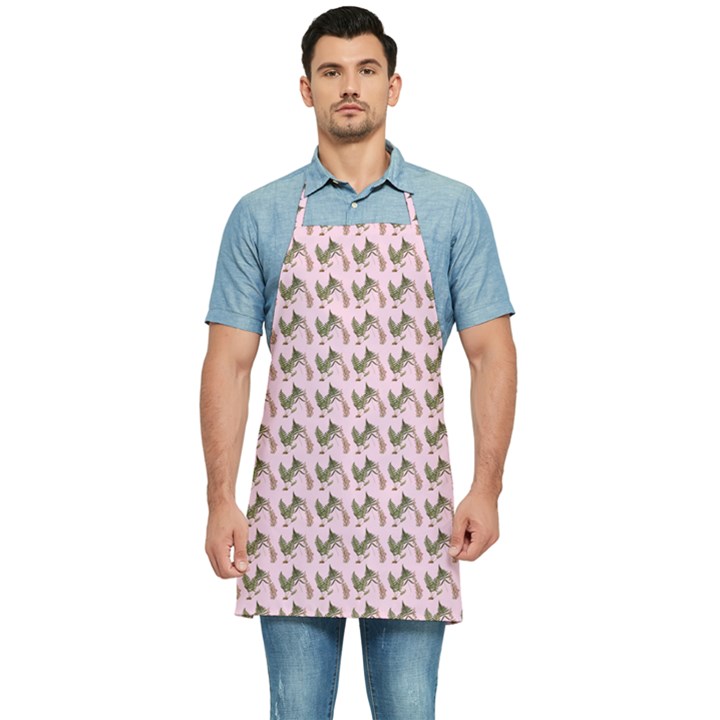 Fern Pattern 2 Pink Kitchen Apron