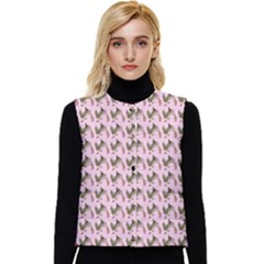 Fern Pattern 2 Pink Women s Button Up Puffer Vest