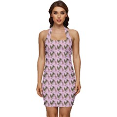 Fern Pattern 2 Pink Sleeveless Wide Square Neckline Ruched Bodycon Dress by snowwhitegirl