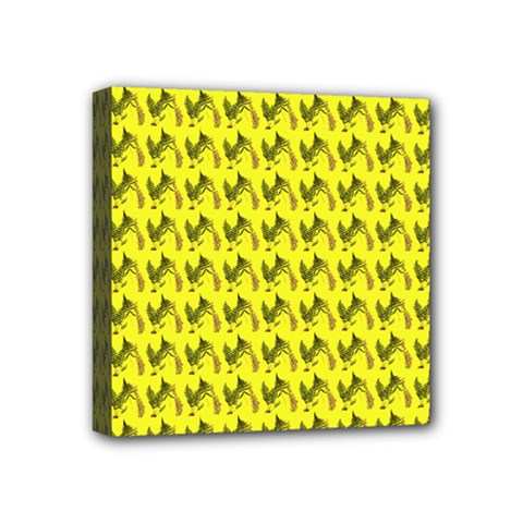 Fern Pattern 2 Yellow Mini Canvas 4  X 4  (stretched) by snowwhitegirl