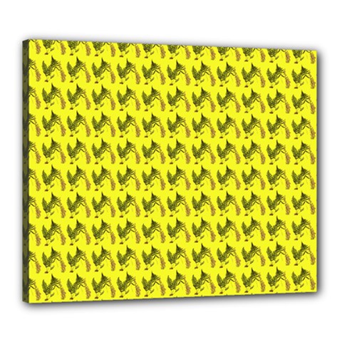 Fern Pattern 2 Yellow Canvas 24  X 20  (stretched) by snowwhitegirl