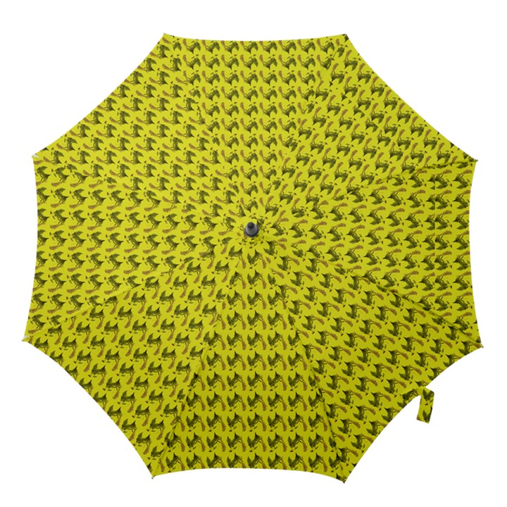 Fern Pattern 2 Yellow Hook Handle Umbrellas (Small)