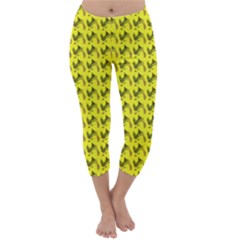 Fern Pattern 2 Yellow Capri Winter Leggings 