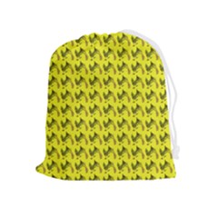 Fern Pattern 2 Yellow Drawstring Pouch (xl) by snowwhitegirl