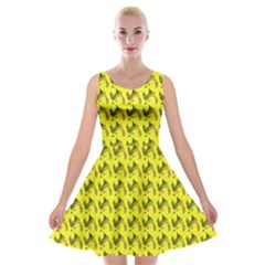 Fern Pattern 2 Yellow Velvet Skater Dress