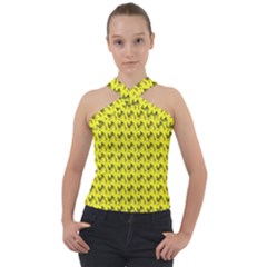 Fern Pattern 2 Yellow Cross Neck Velour Top by snowwhitegirl