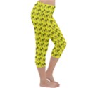 Fern Pattern 2 Yellow Lightweight Velour Capri Yoga Leggings View3