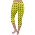 Fern Pattern 2 Yellow Lightweight Velour Capri Yoga Leggings View4