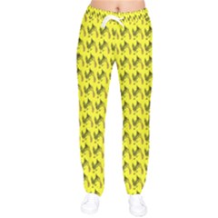 Fern Pattern 2 Yellow Women Velvet Drawstring Pants