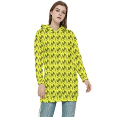 Fern Pattern 2 Yellow Women s Long Oversized Pullover Hoodie