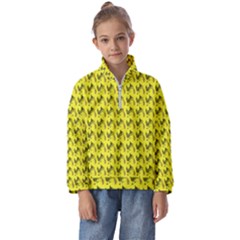 Fern Pattern 2 Yellow Kids  Half Zip Hoodie