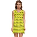 Fern Pattern 2 Yellow Tiered Sleeveless Mini Dress View1