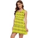 Fern Pattern 2 Yellow Tiered Sleeveless Mini Dress View3