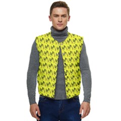 Fern Pattern 2 Yellow Men s Button Up Puffer Vest	