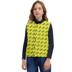 Fern Pattern 2 Yellow Kid s Button Up Puffer Vest	