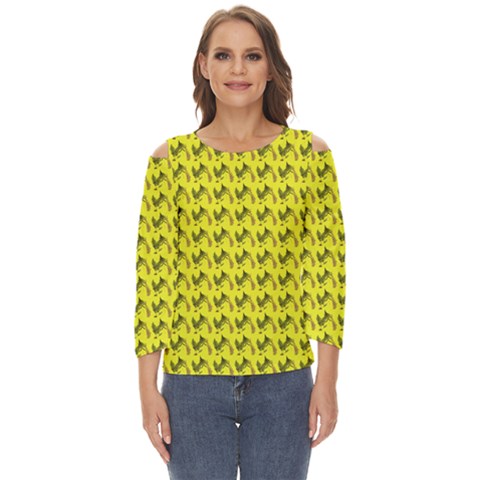 Fern Pattern 2 Yellow Cut Out Wide Sleeve Top by snowwhitegirl