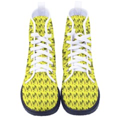 Fern Pattern 2 Yellow Men s High-top Canvas Sneakers