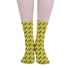 Fern Pattern 2 Yellow Smooth Crew Length Tube Socks