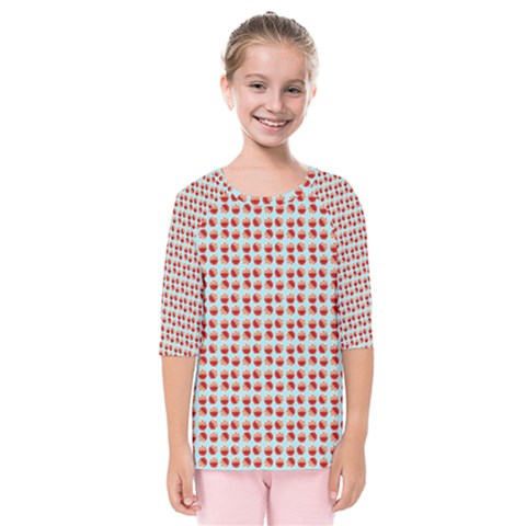 Kawaii Jam Pattern Aqua Kids  Quarter Sleeve Raglan T-shirt by snowwhitegirl