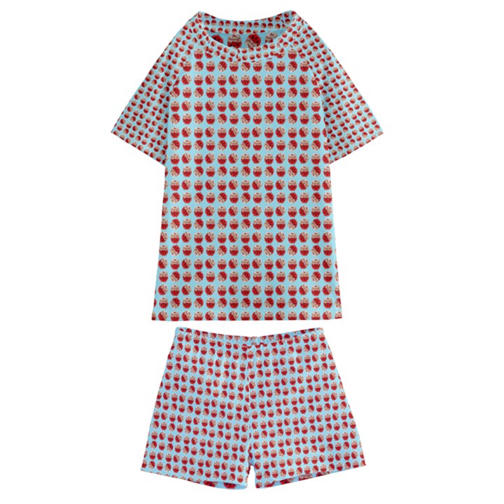 Kawaii Jam Pattern Aqua Kids  Swim T-Shirt and Shorts Set