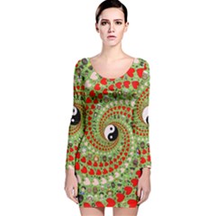 Love Avatars Characters Roles Yin Yang Long Sleeve Velvet Bodycon Dress