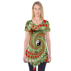 Love Avatars Characters Roles Yin Yang Short Sleeve Tunic  by Paksenen