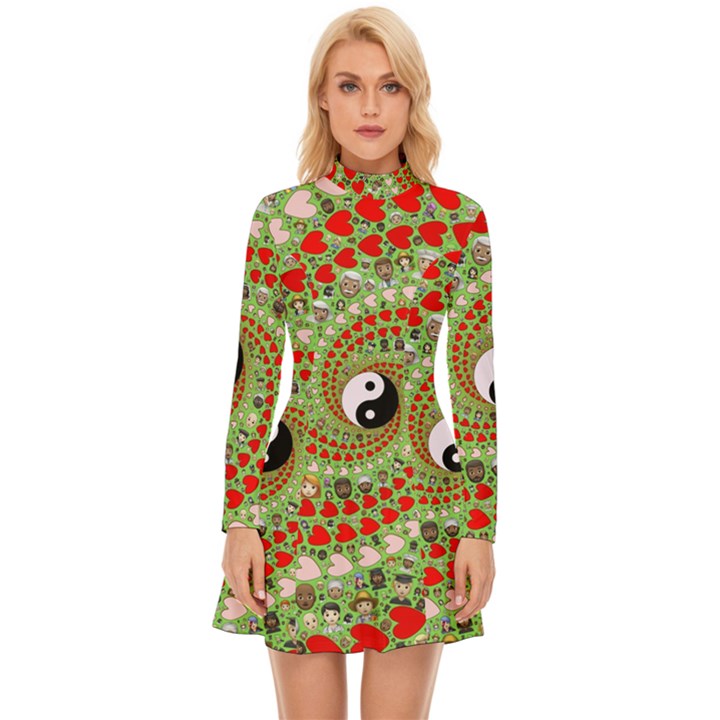 Love Avatars Characters Roles Yin Yang Long Sleeve Velour Longline Dress