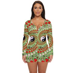 Love Avatars Characters Roles Yin Yang Long Sleeve Boyleg Swimsuit by Paksenen