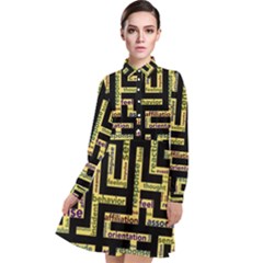 Mindset Stimulus Response Emotion Long Sleeve Chiffon Shirt Dress by Paksenen