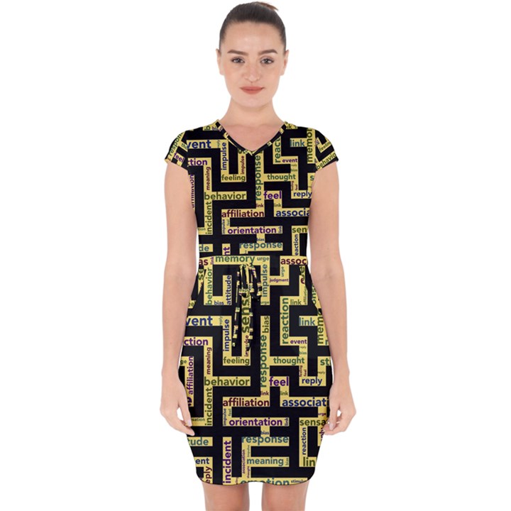 Mindset Stimulus Response Emotion Capsleeve Drawstring Dress 