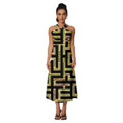 Mindset Stimulus Response Emotion Sleeveless Cross Front Cocktail Midi Chiffon Dress by Paksenen