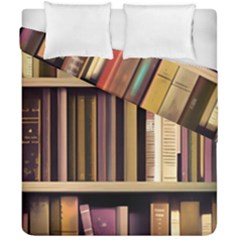 Books Bookshelves Office Fantasy Background Artwork Book Cover Apothecary Book Nook Literature Libra Duvet Cover Double Side (california King Size) by Posterlux