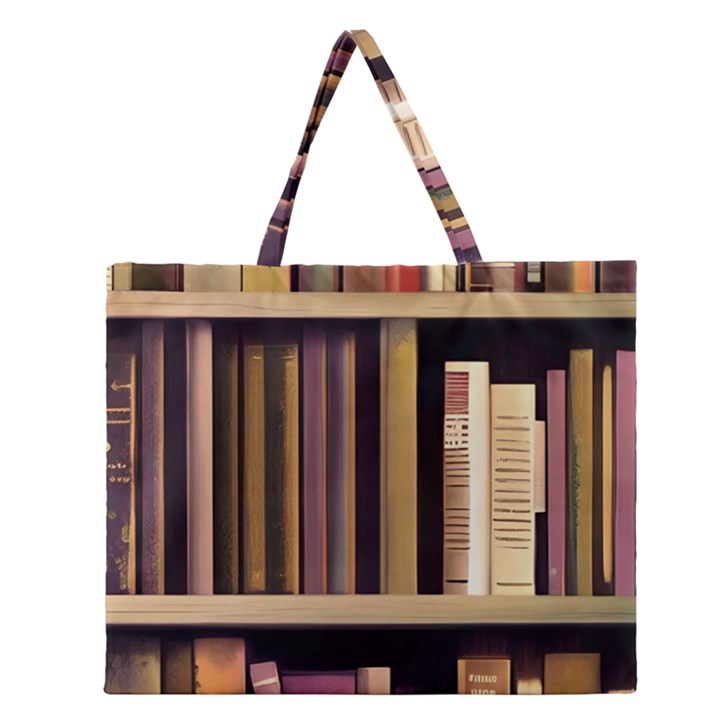 Books Bookshelves Office Fantasy Background Artwork Book Cover Apothecary Book Nook Literature Libra Zipper Large Tote Bag