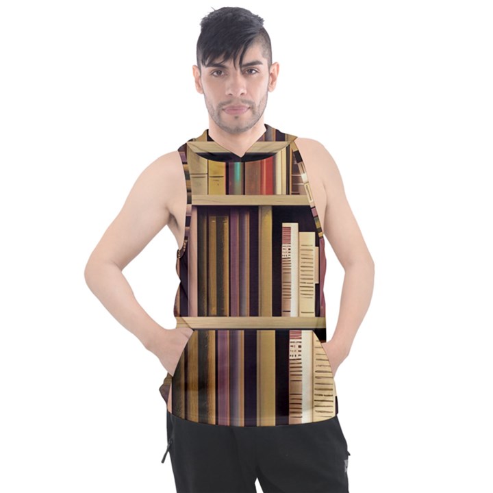 Books Bookshelves Office Fantasy Background Artwork Book Cover Apothecary Book Nook Literature Libra Men s Sleeveless Hoodie