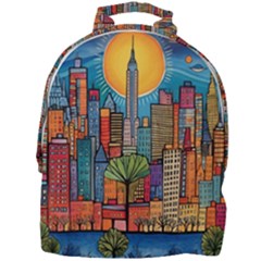 City New York Nyc Skyscraper Skyline Downtown Night Business Urban Travel Landmark Building Architec Mini Full Print Backpack