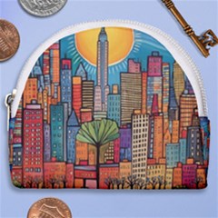 City New York Nyc Skyscraper Skyline Downtown Night Business Urban Travel Landmark Building Architec Horseshoe Style Canvas Pouch