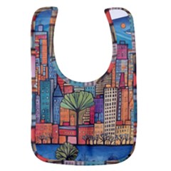 City New York Nyc Skyscraper Skyline Downtown Night Business Urban Travel Landmark Building Architec Baby Bib by Posterlux