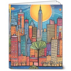 City New York Nyc Skyscraper Skyline Downtown Night Business Urban Travel Landmark Building Architec 8  X 10  Hardcover Notebook