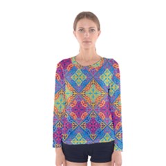 Colorful Flora Flora Kazakh Pattern Women s Long Sleeve T-shirt