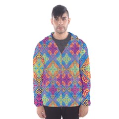 Colorful Flora Flora Kazakh Pattern Men s Hooded Windbreaker