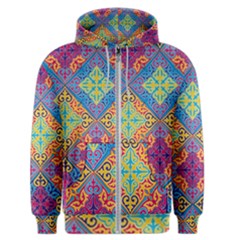 Colorful Flora Flora Kazakh Pattern Men s Zipper Hoodie