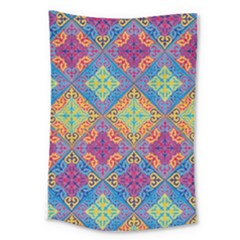 Colorful Flora Flora Kazakh Pattern Large Tapestry