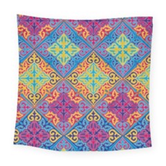 Colorful Flora Flora Kazakh Pattern Square Tapestry (large)