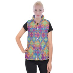 Colorful Flora Flora Kazakh Pattern Women s Button Up Vest