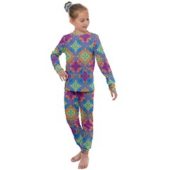 Colorful Flora Flora Kazakh Pattern Kids  Long Sleeve Set 