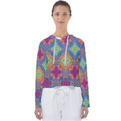 Colorful Flora Flora Kazakh Pattern Women s Slouchy Sweat