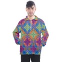 Colorful Flora Flora Kazakh Pattern Men s Half Zip Pullover View1